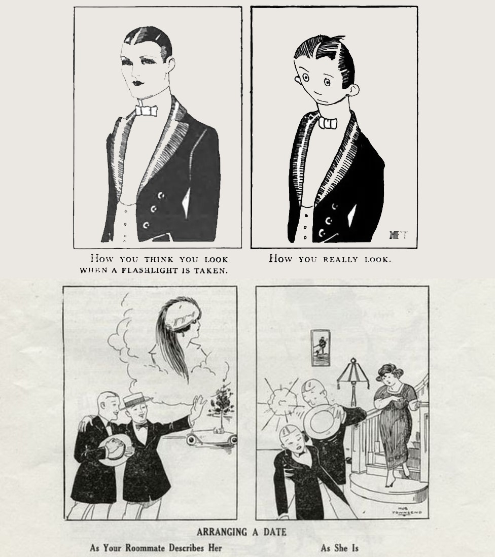 These comics found in a 1920-21 edition of 'The Judge' are deemed as the oldest recorded memes. Both use the classic 'expectation vs reality' joke format.jpg
