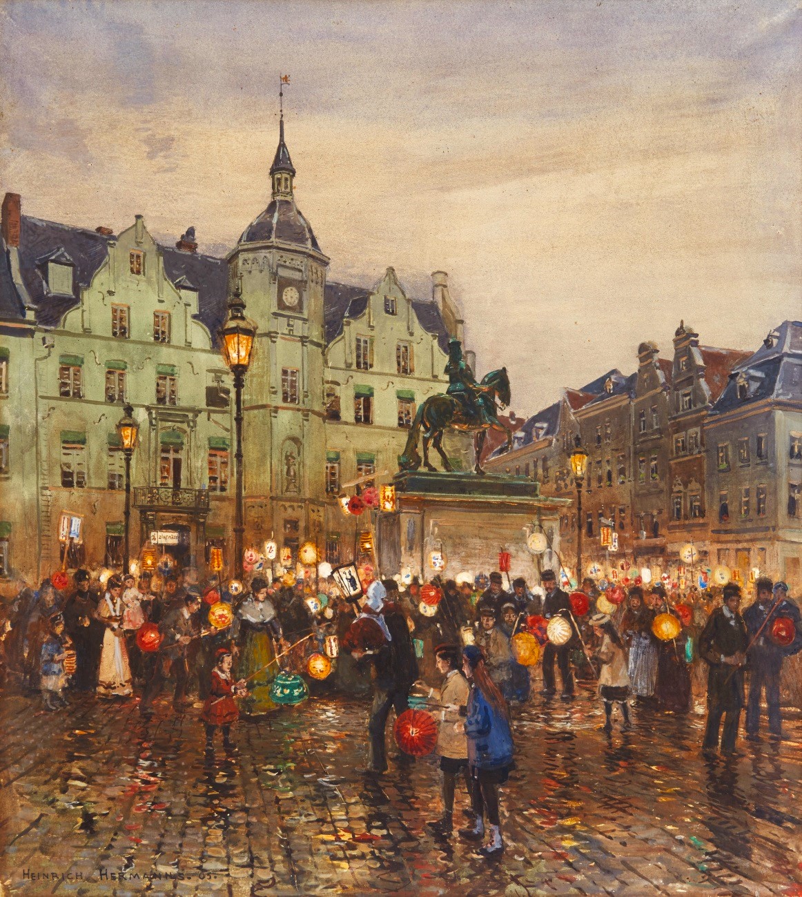 S. Martino day at the Markplatz in Düsseldorf, Heinrich Hermanns, 1905.jpg
