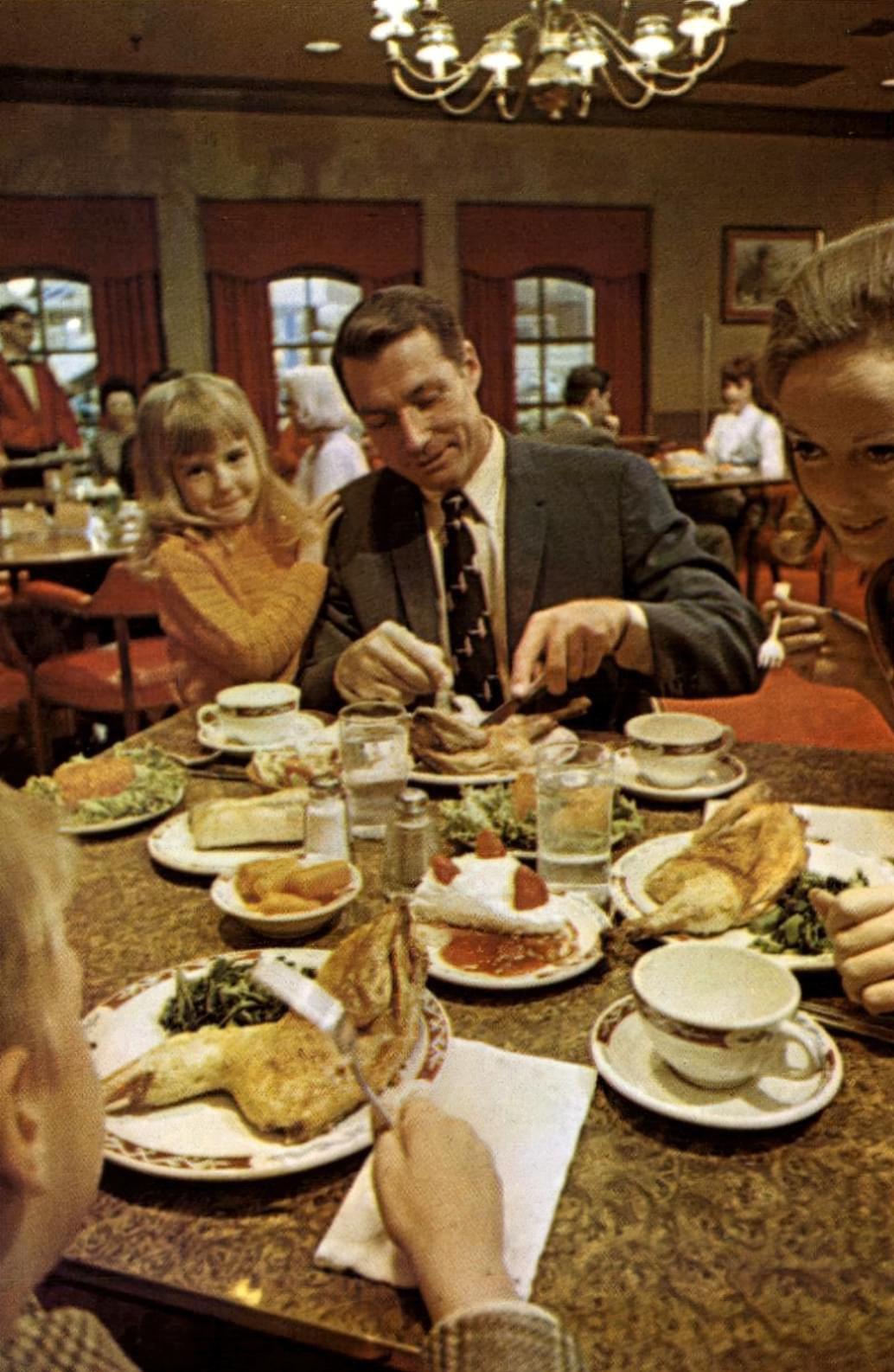 Dinner at Woolworth’s Harvest House at Plymouth Meeting Mall, Philadelphia area, circa 1967. From Woolworth’s annual report. Photo courtesy of Pleasant Family Shopping on Facebook.jpg