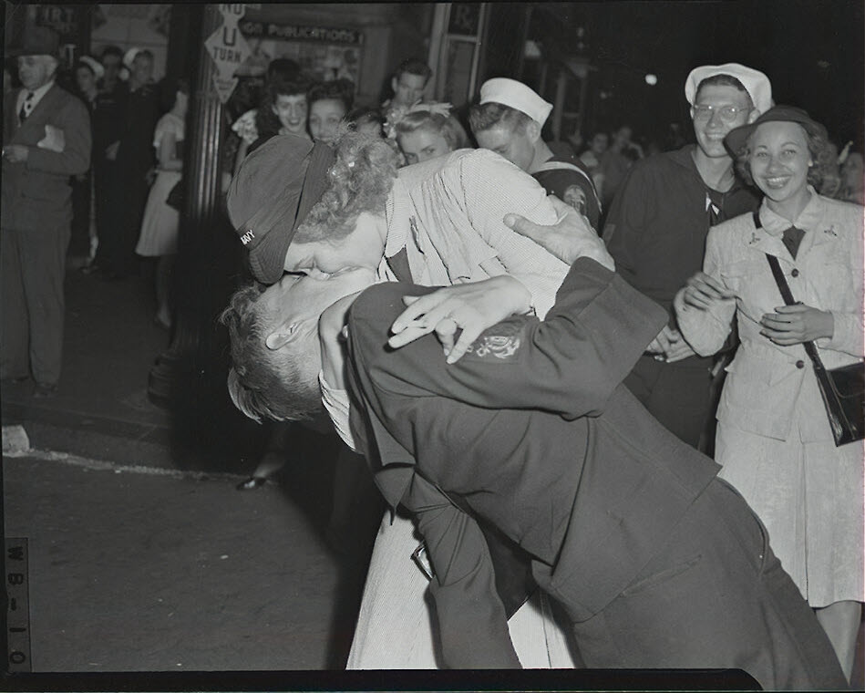 Members of the Navy celebrating WW II victory in Times Square, 1945.jpg