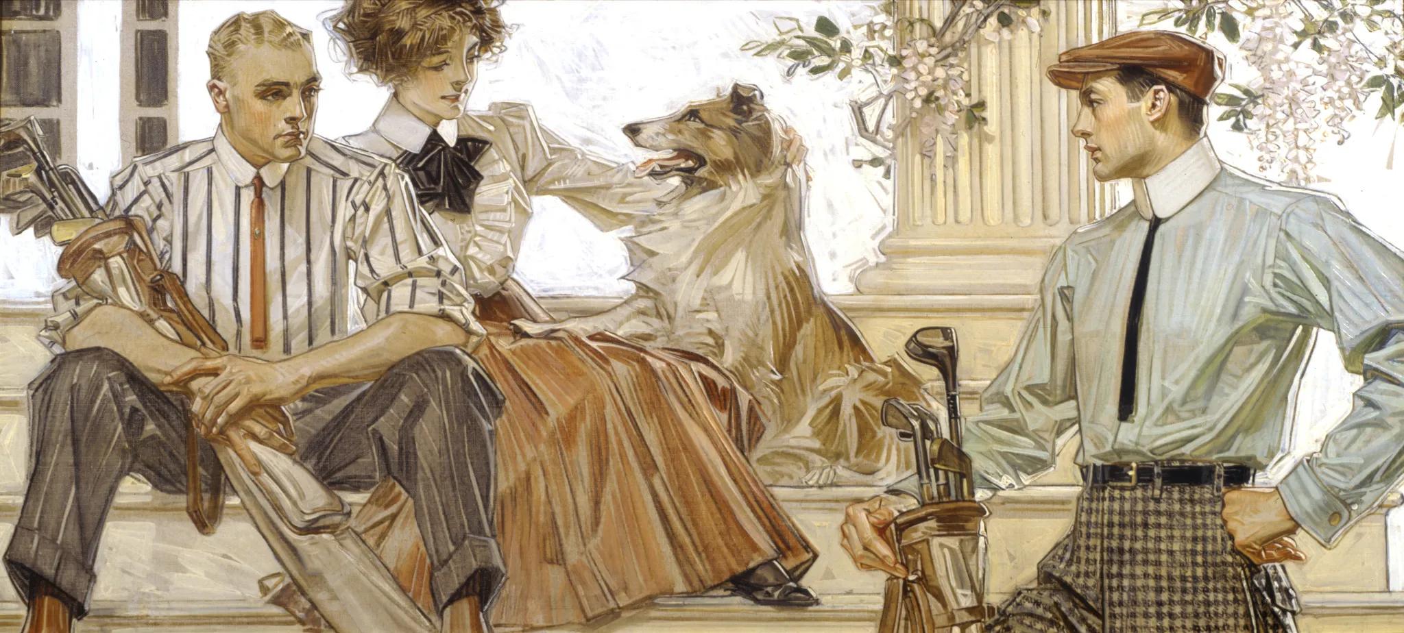 With Collie, J.C. Leyendecker, oil and turpentine on canva, 1910.jpg