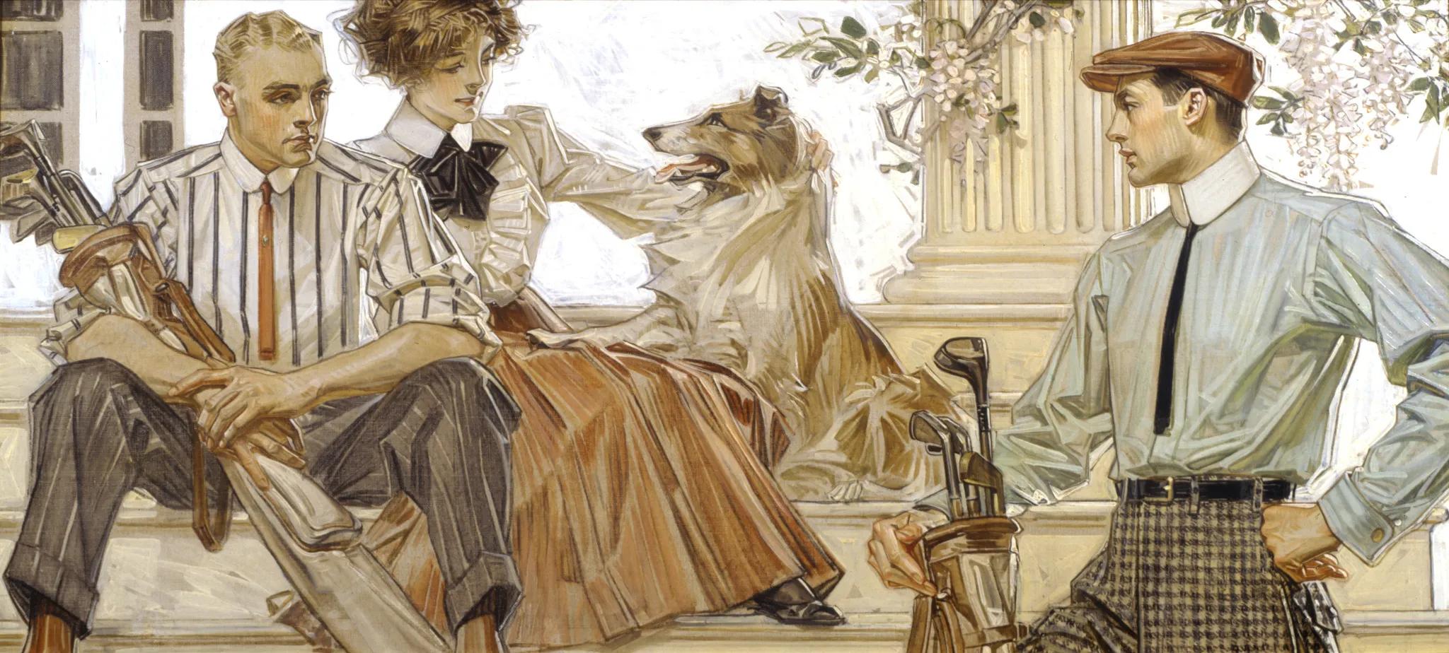 With Collie, J.C. Leyendecker, oil and turpentine on canva, 1910.jpg