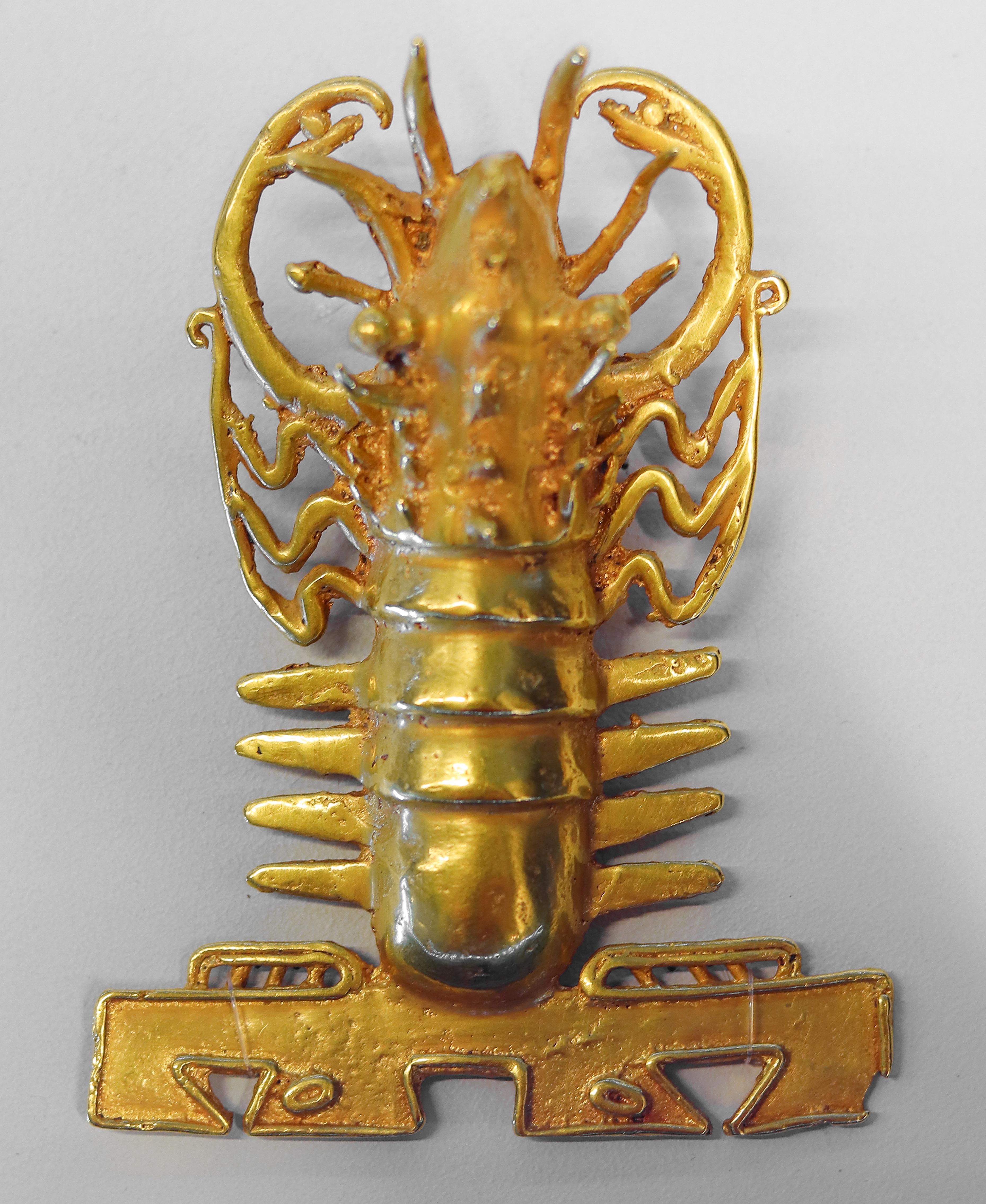 Gold Lobster. Pre Columbian Gold Museum of Costa Rica. Pacific shore of Costa Rica. 700 A.D..jpg