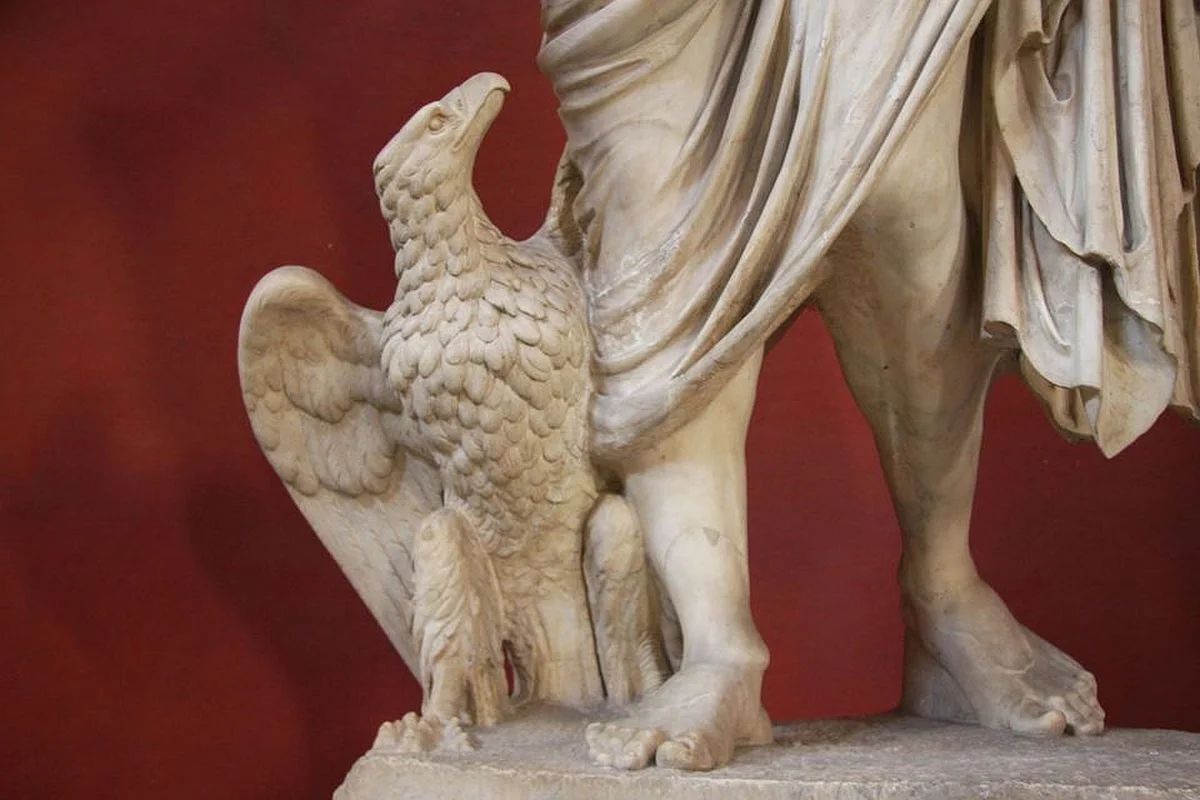 An eagle staring at emperor Claudius (reigned 41-54 CE). The entire monument was intended to show the emperor as Jupiter – god of gods.jpg