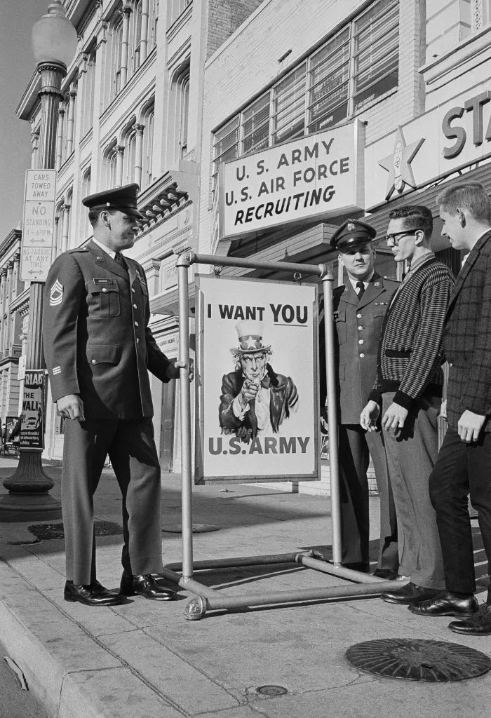 James M. Flagg’s Uncle Sam poster makes an appearance near recruiting headquarters. Washington, Dec. 8, 1961.jpg