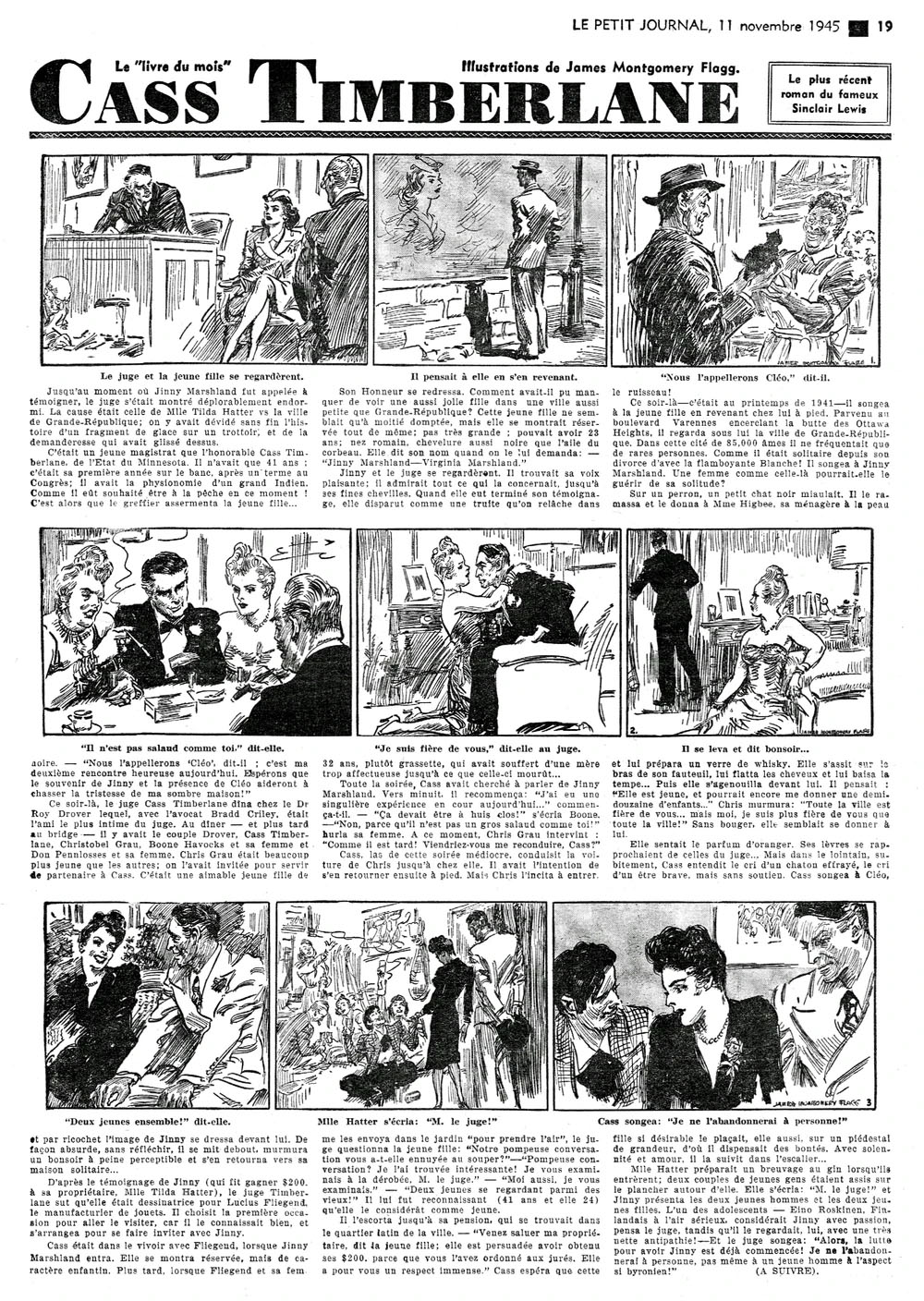 James M. Flagg. Cass Timberlane, novel by Sinclair Lewis (from Le Petit Journal, 11 november 1945)..jpg