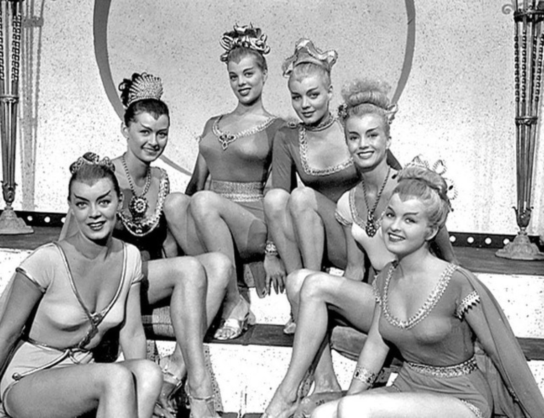 Lunar she-devils lure Earthmen into their lair of doom! From the movie Missile to the Moon, 1958.png