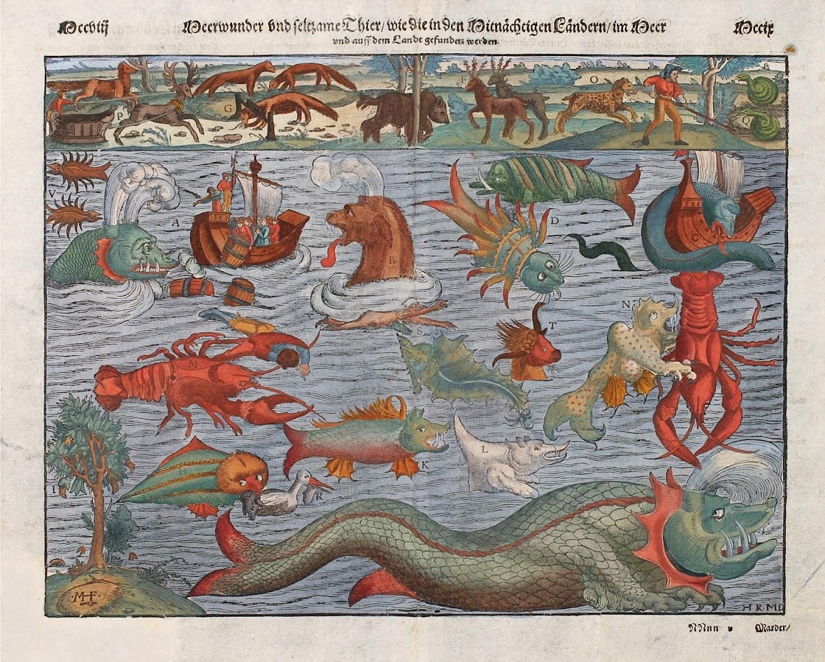Münster's Meerwunder und seltzame Thier, printed in Basel in 1552.JPG