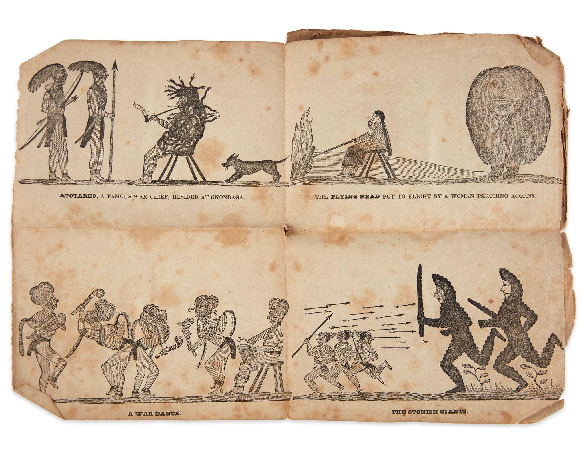 David Cusick's illustrations of Iroquois history, customs and mythical monsters from his 1848 book Sketches of the Ancient History of the Six Nations.jpeg