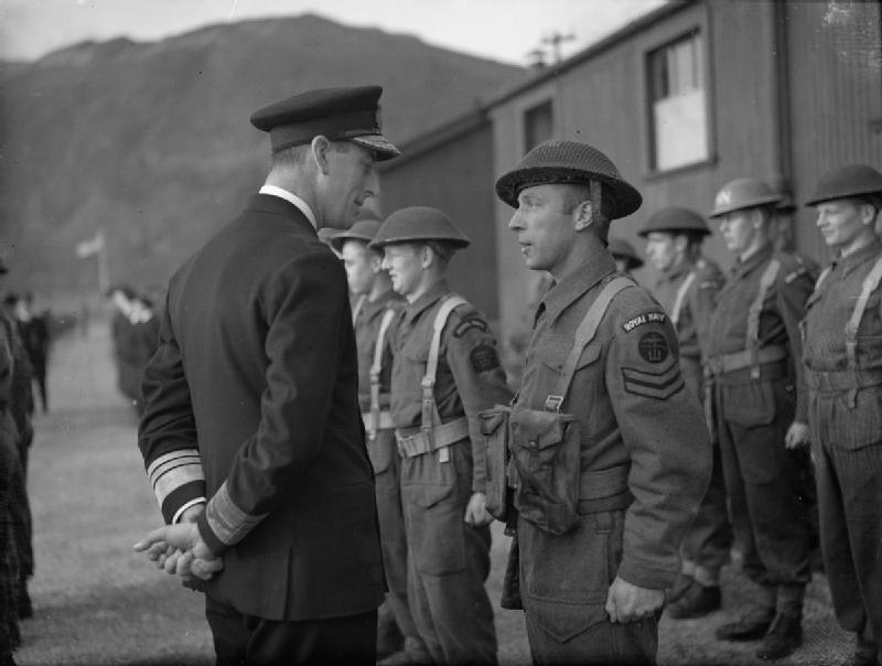 Lord Mountbatten inspecting members of a Royal Navy Beach Party.jpg