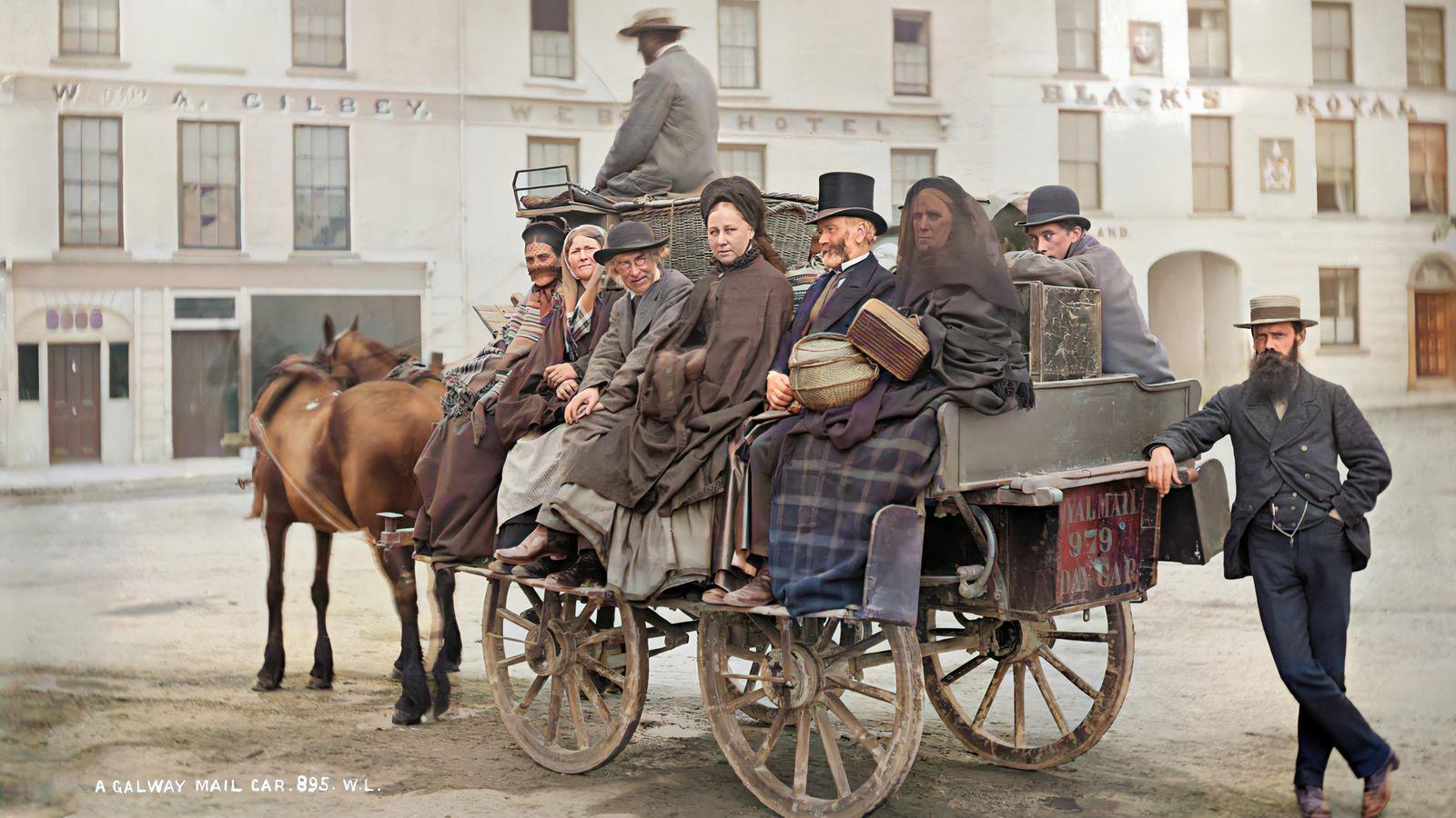 Galway, Ireland around 1880. Passengers on a mail car.jpeg
