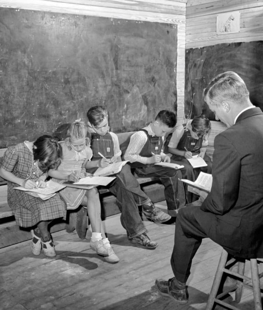 Hard at work in a one room schoolhouse, Claiborne County, Tennessee, 1940s.jpeg
