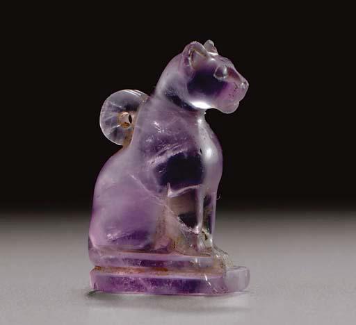 Ancient Egyptian amethyst cat sculpture. Late period to ptolemaic period, 664-30 BC.jpeg