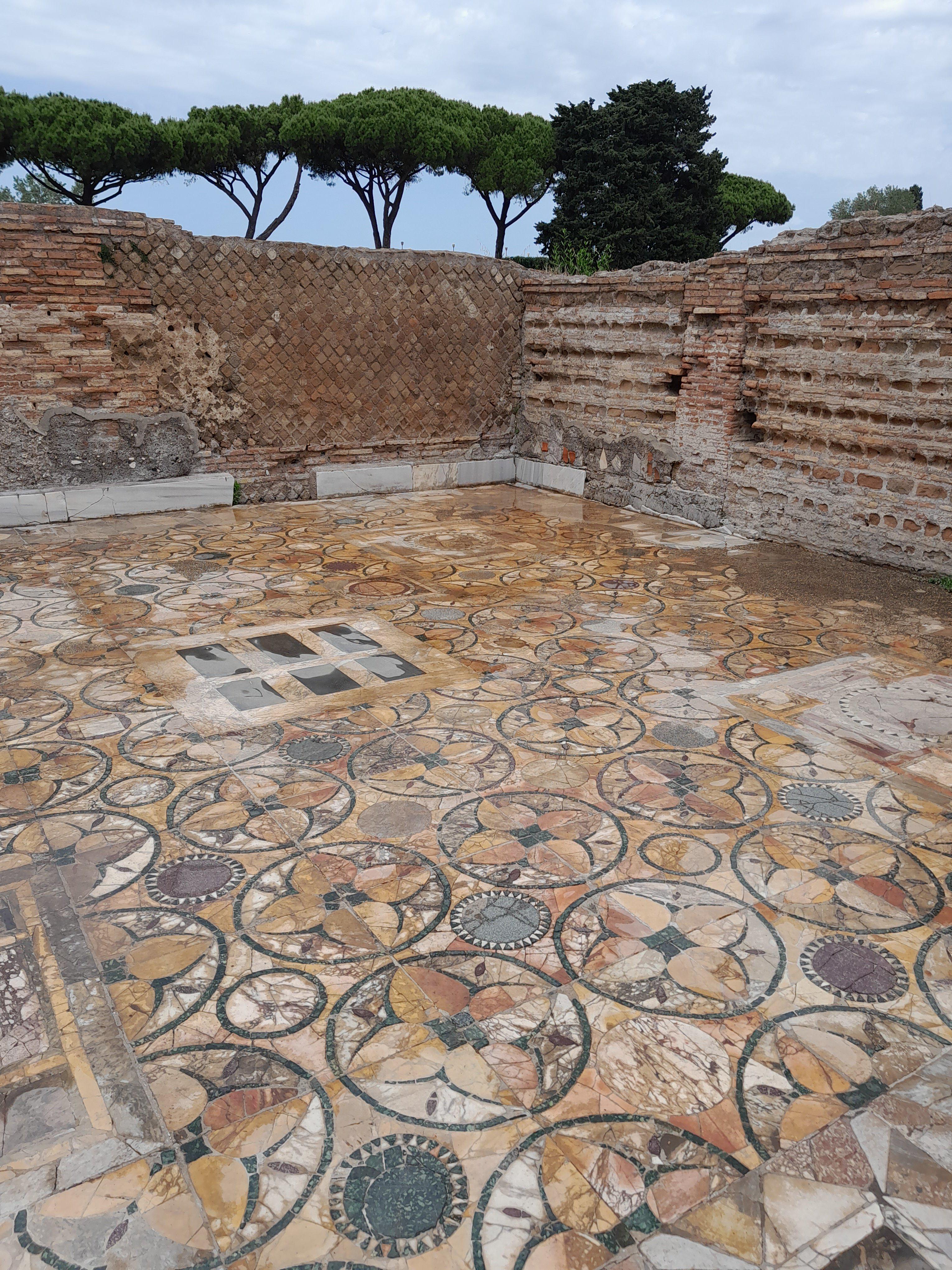 A Roman opus sectile floor at the House of Cupid and Psyche in Ostia Antica, 4th century CE, Italy.jpeg