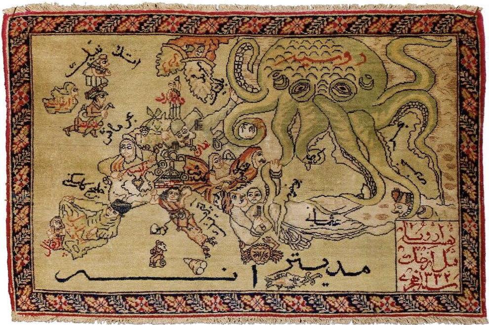 Old Persian carpet from Iran depicting the geopolitics of Europe.jpeg