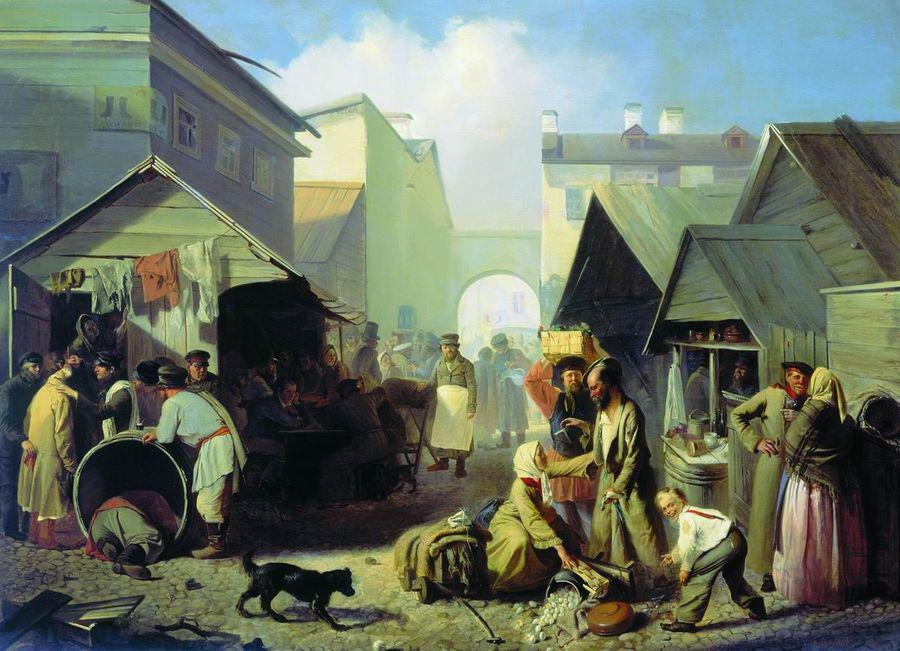 Волков, Адриан Маркович. Обжорный ряд в Петербурге, 1858.jpg