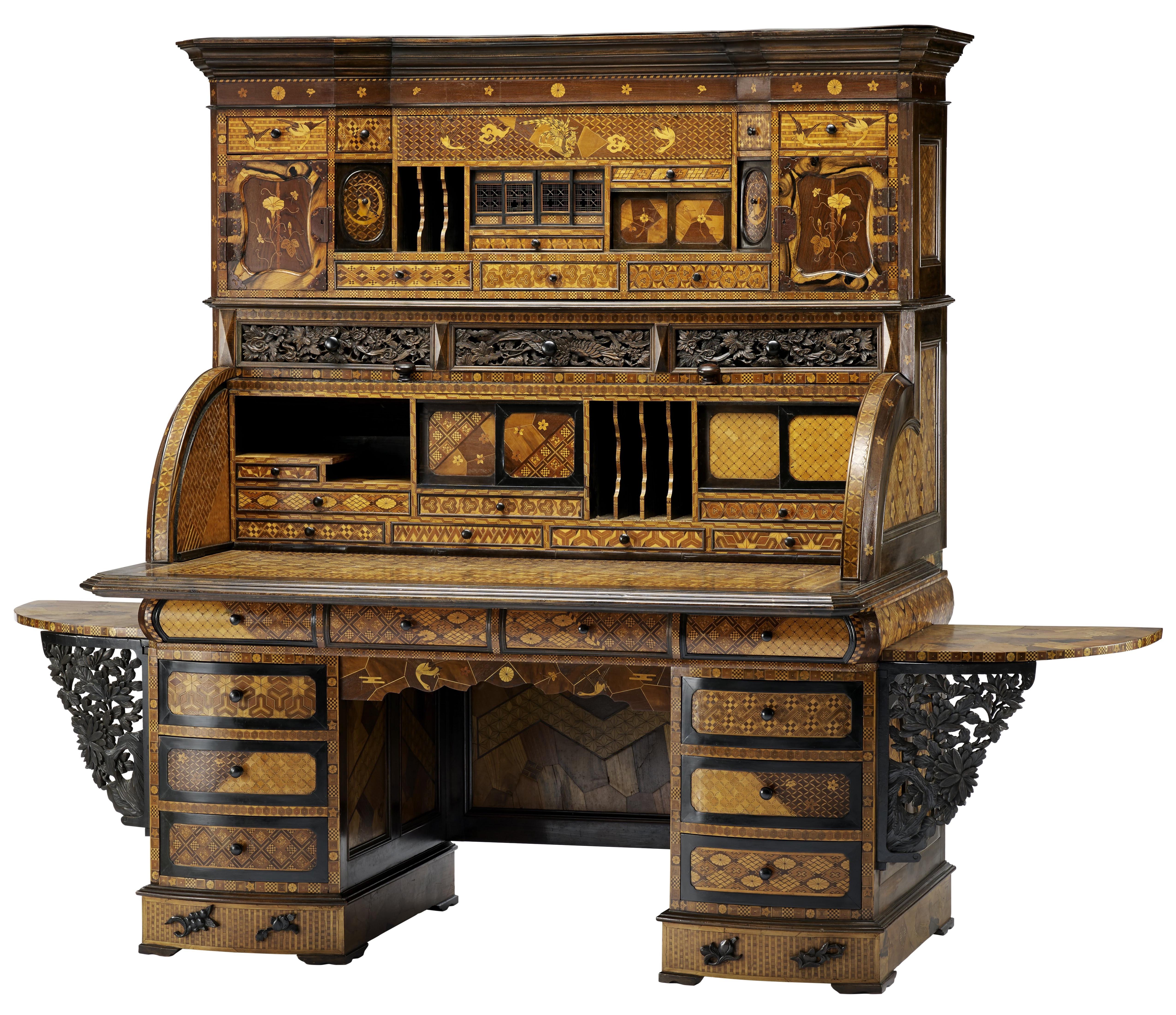 Writing table with marquetry patterns. Japan, Meiji period, 19th century. Exported to London.jpeg