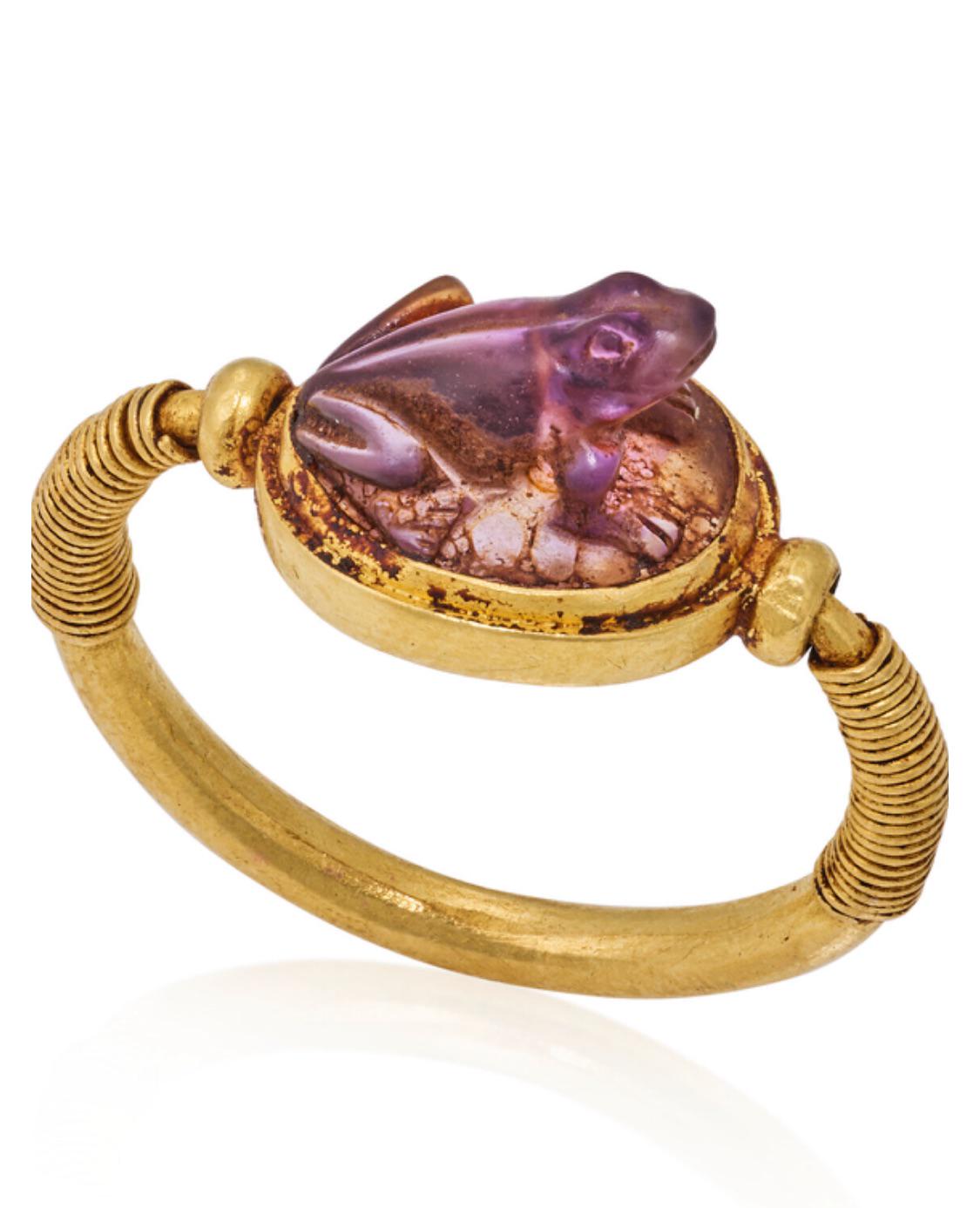 Gold swivel ring with amethyst frog, Egypt, New Kingdom, 1550-1229 BC.jpeg