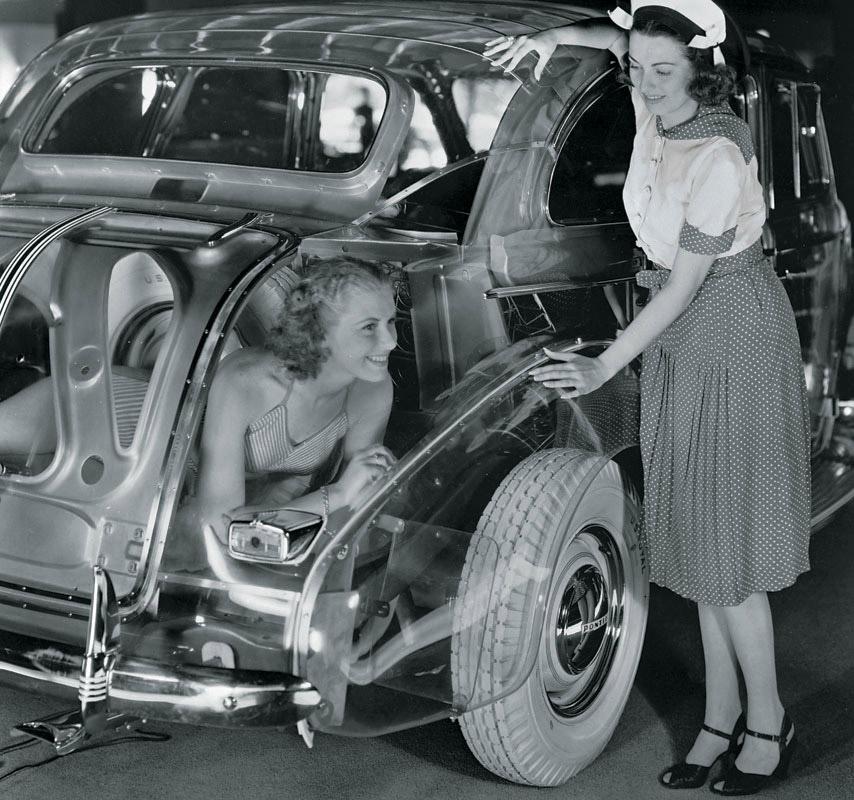 1939. General Motors and chemical company Rohm & Haas (which had developed Plexiglas 1933) build a $25,000 'Ghost Car' to highlight the widespread use of shatterproof acrylic glass..jpeg