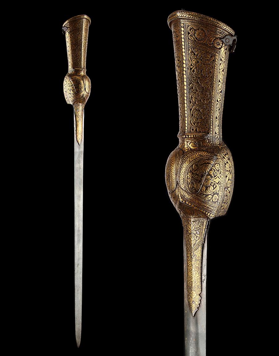 Pata (gauntlet sword) with gilded floral texture. India, 17th-18th century.jpeg
