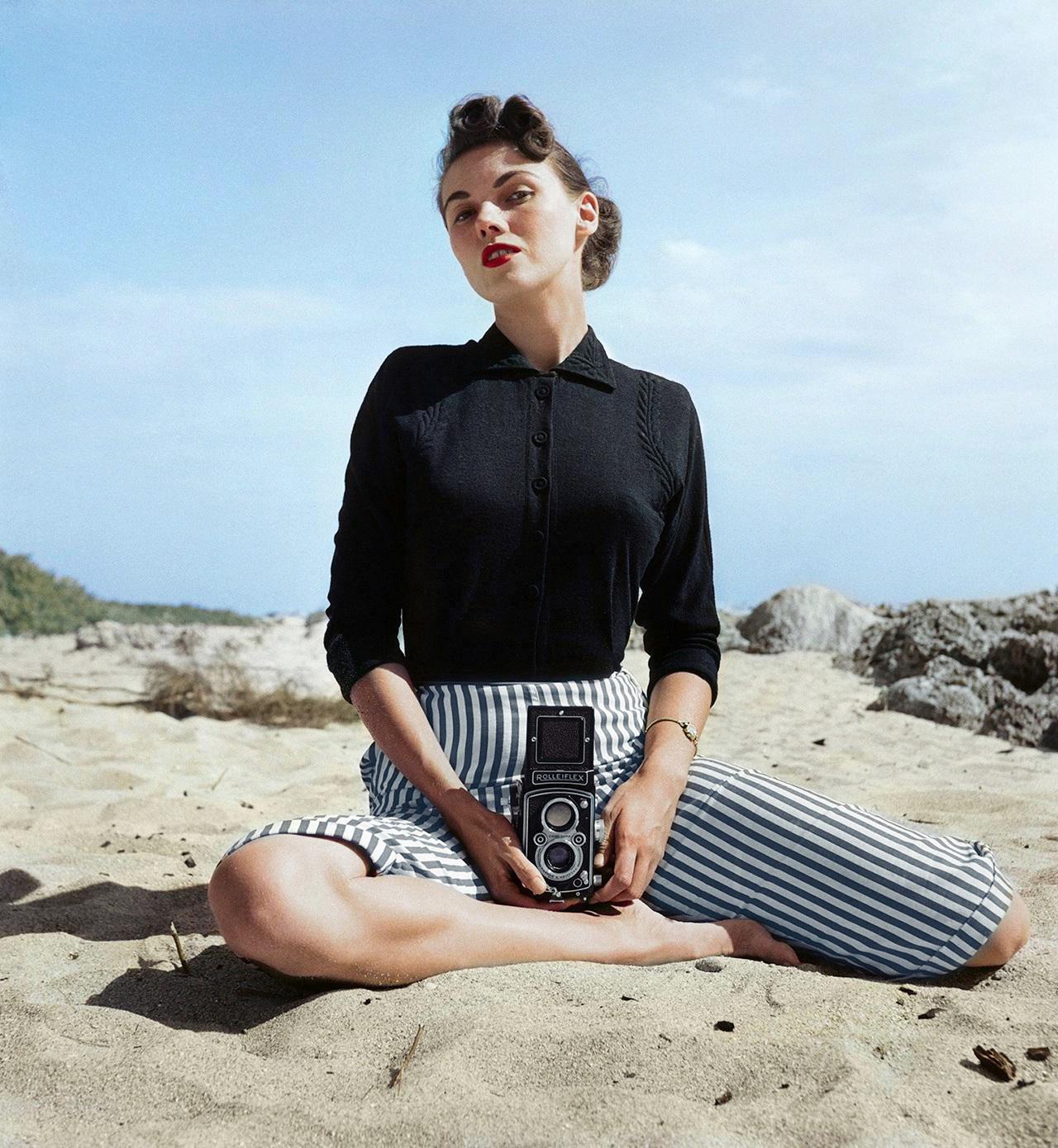 Model and photographer Bunny Yeager's self portrait, Miami Beach, 1950s.jpeg