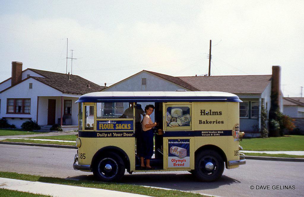 Helms Bakery delivery truck in the 1950s. Based in Culver City on Venice Blvd, Helms delivered fresh baked goods all over the Westside and Los Angeles from 1931-1969.jpeg