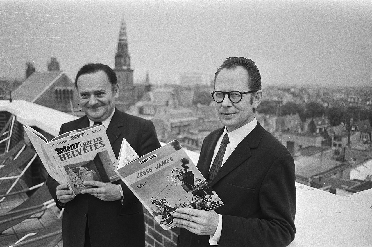 Los creadores de Lucky Luke, de izquierda a derecha René Goscinny y Morris. Amsterdam, 1971.jpg