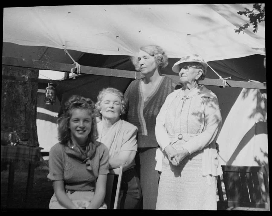 Norma Jeane Mortenson at her Aunt Ana's place, Sawtelle, California. 1938.jpg