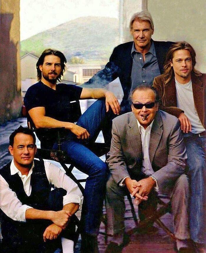 Tom Hanks, Tom Cruise, Harrison Ford, Brad Pitt And Jack Nicholson For A Vanity Fair Cover (2003).jpeg