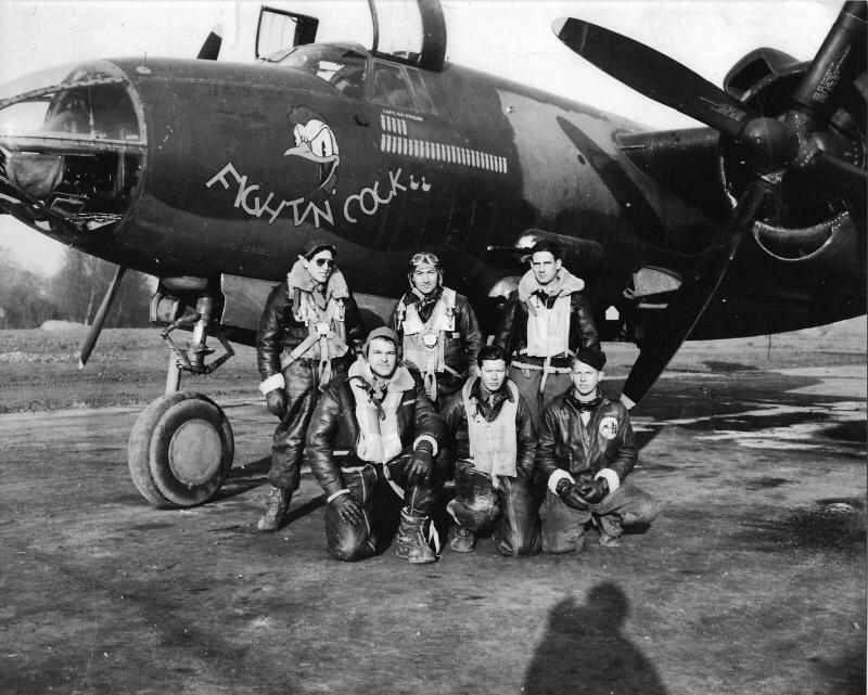 Crew of B-26 Marauder nicknamed Fightin’ Cock of the 450th Bomb Squadron, 322nd Bomb Group, ca 1944.jpeg