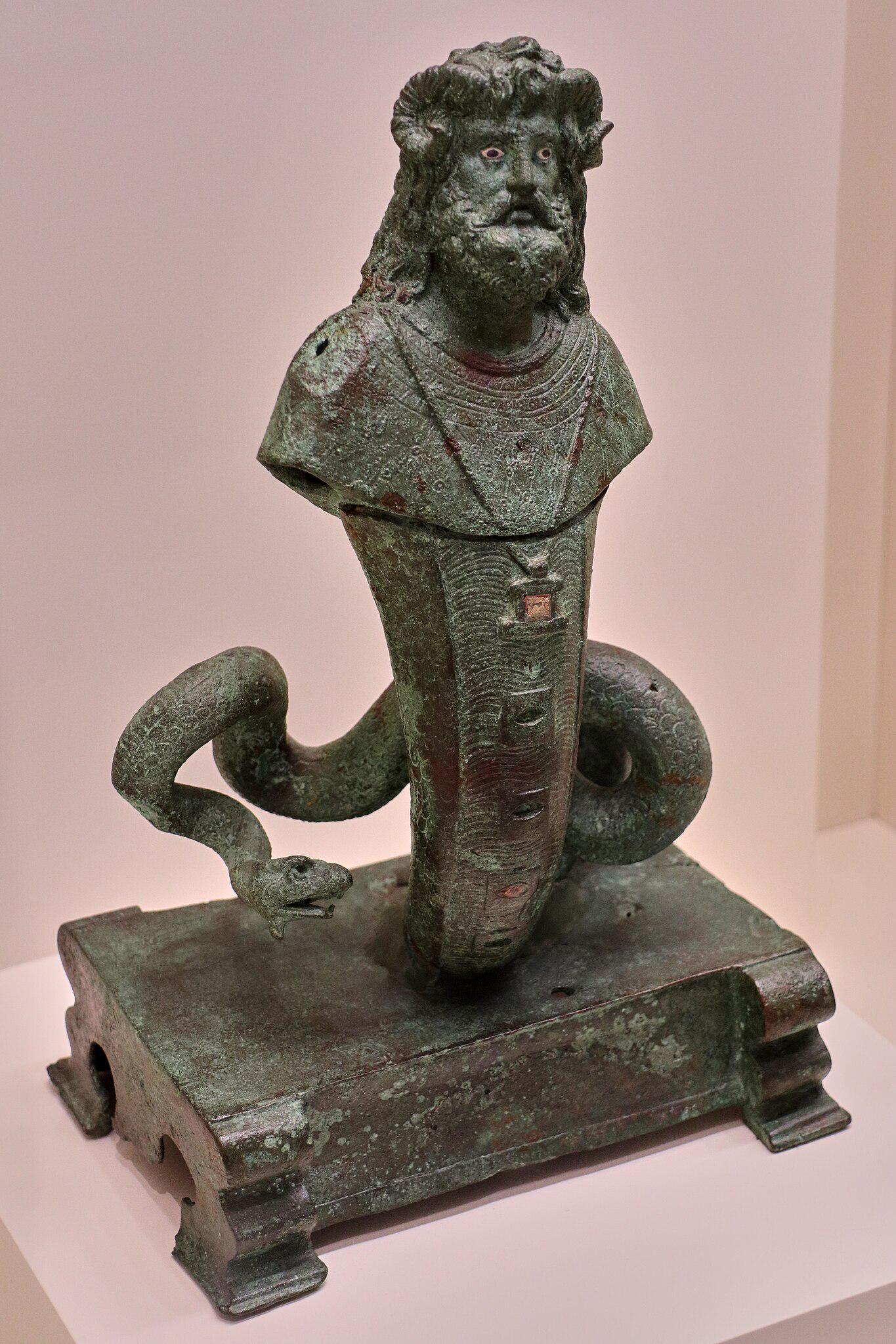 copper alloy statuette of the god Serapis Amun Agathodaemon (Egypt late Hellenistic - early Roman period 1st century BC - 1st century AD,National Archaeological Museum of Athens).jpeg