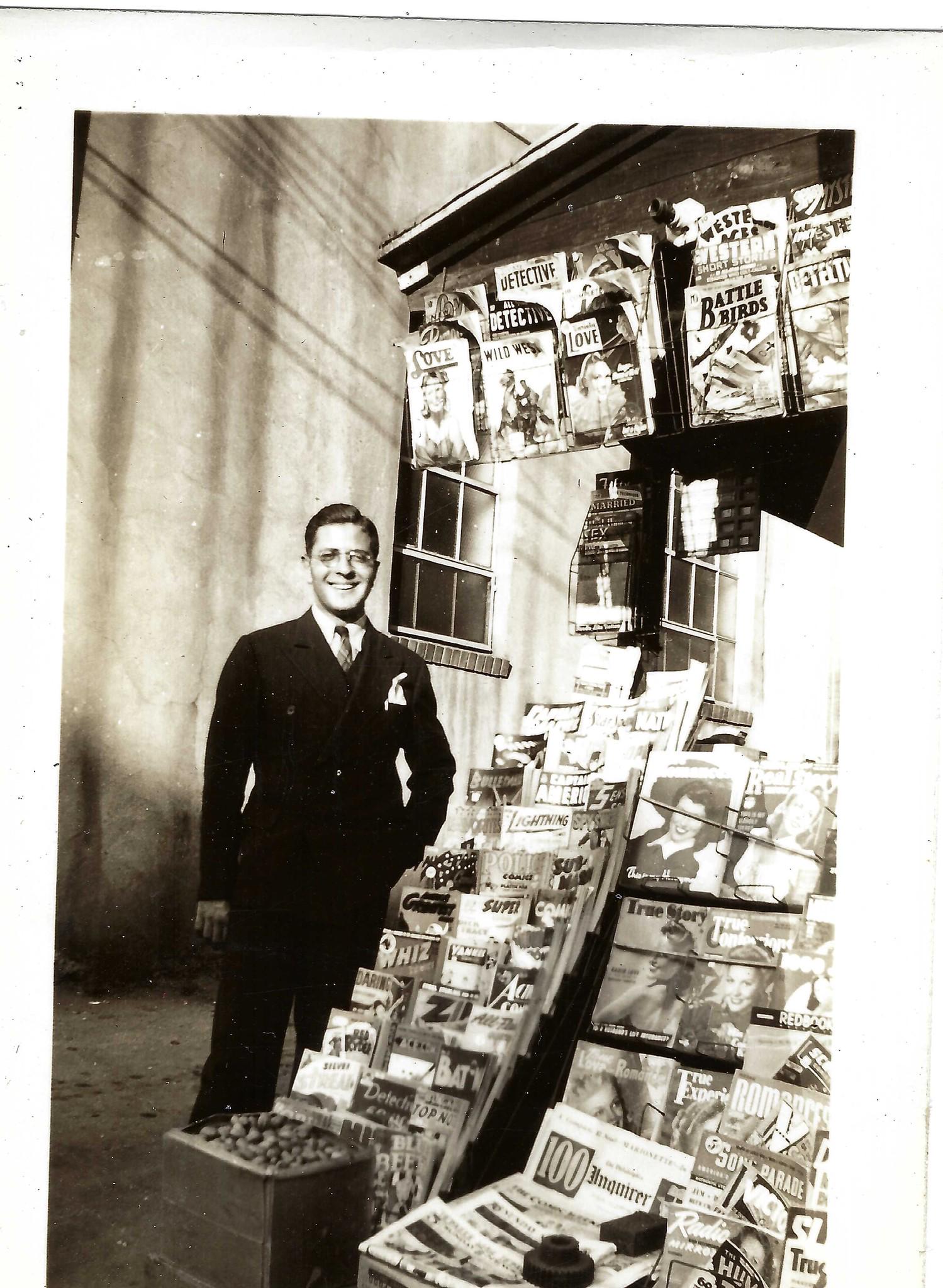 My grandfather, Kurt Sax, opened a News Stand in New York City after moving the USA. He sold Golden Age comic books and magazines. (1939).jpeg