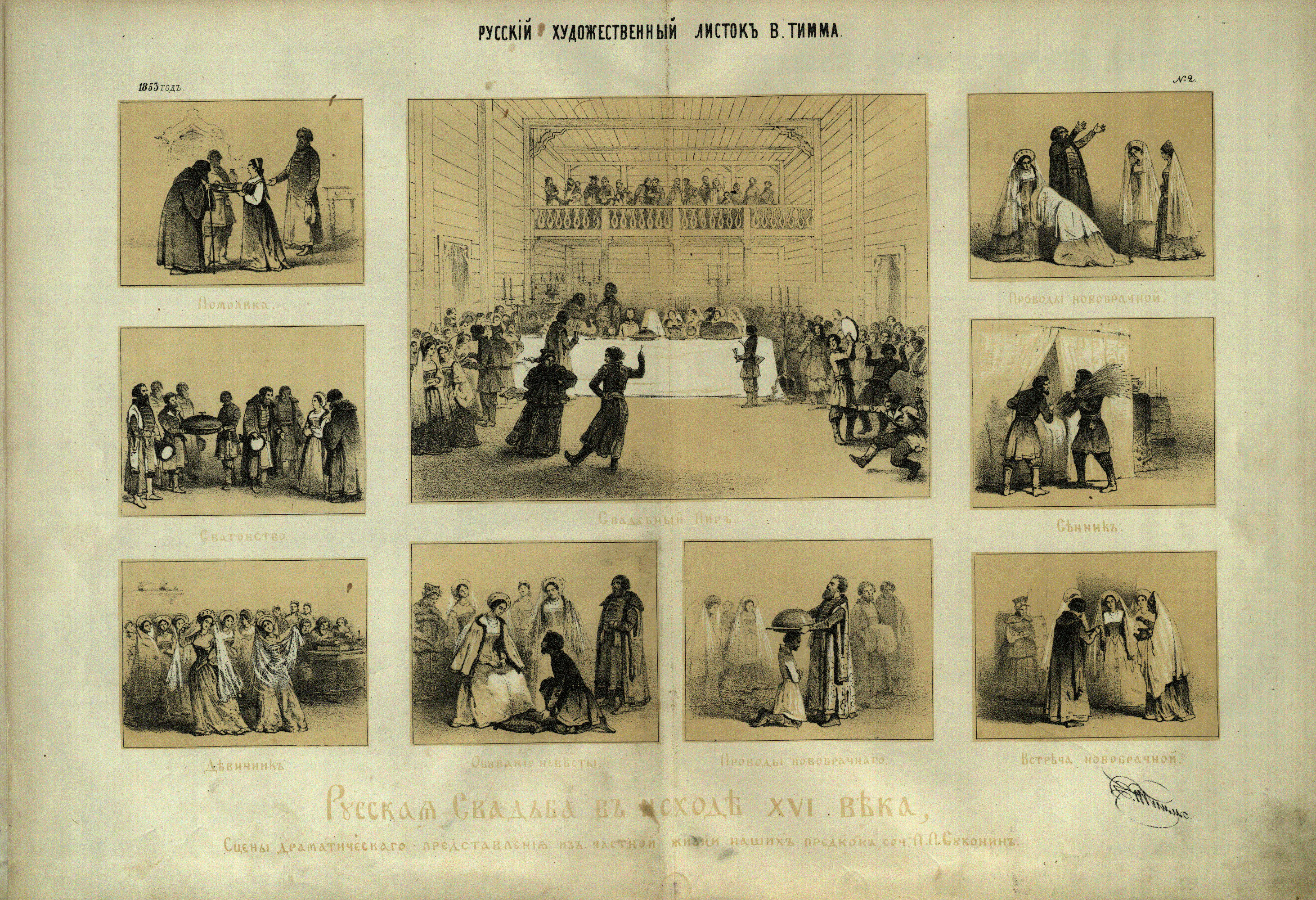 В. Тимм [рис., гр.]. Русск. свадьба на исходе XVI в. РХЛ., 1853, № 2.jpg