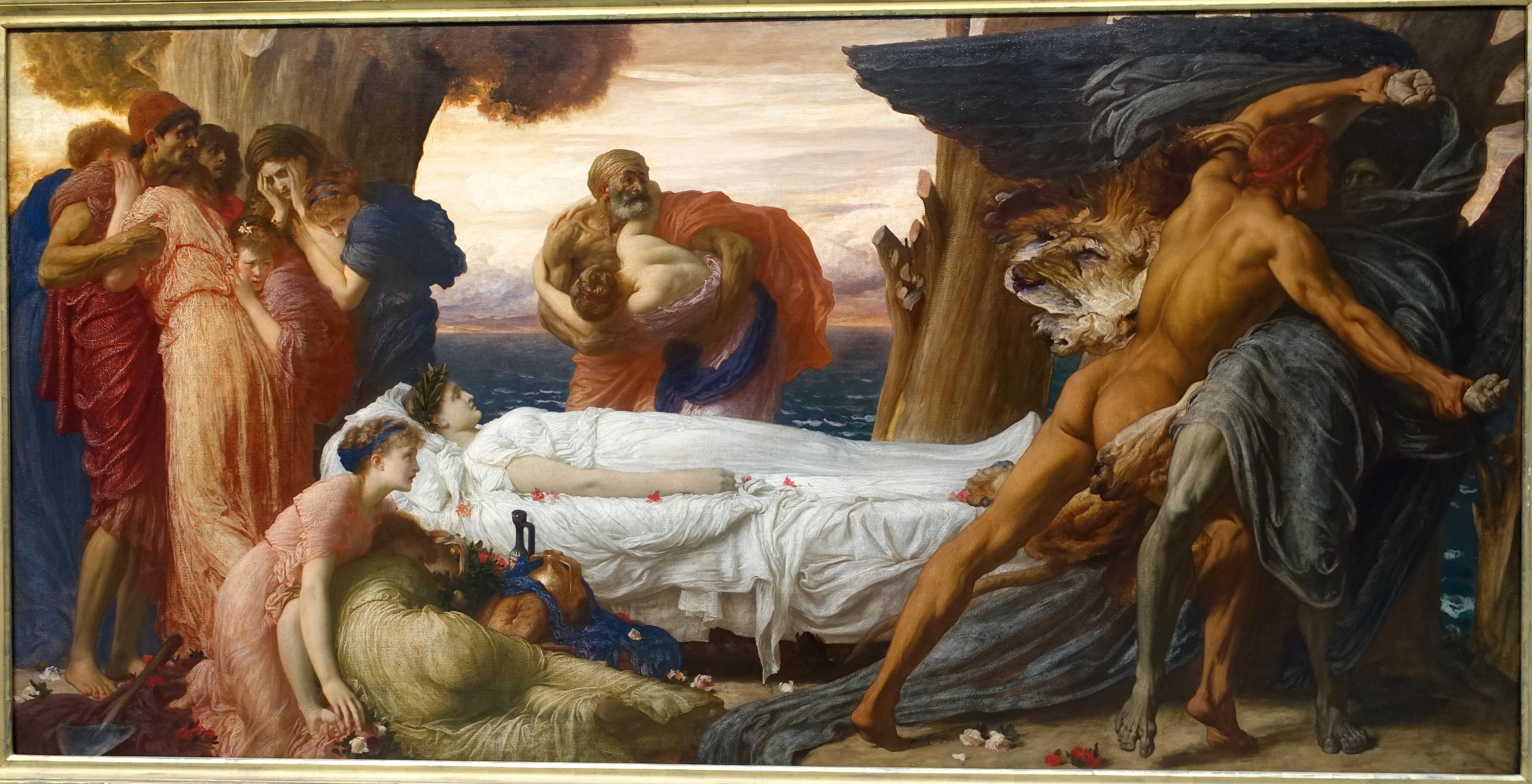 Frederic Leighton. Hercules Wrestling with Death for the Body of Alcestis, 1869-1871.jpeg
