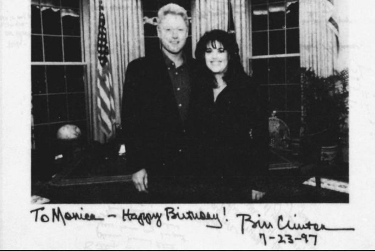 Autographed picture of Bill Clinton & Monica Lewinsky on her 24th birthday.jpeg