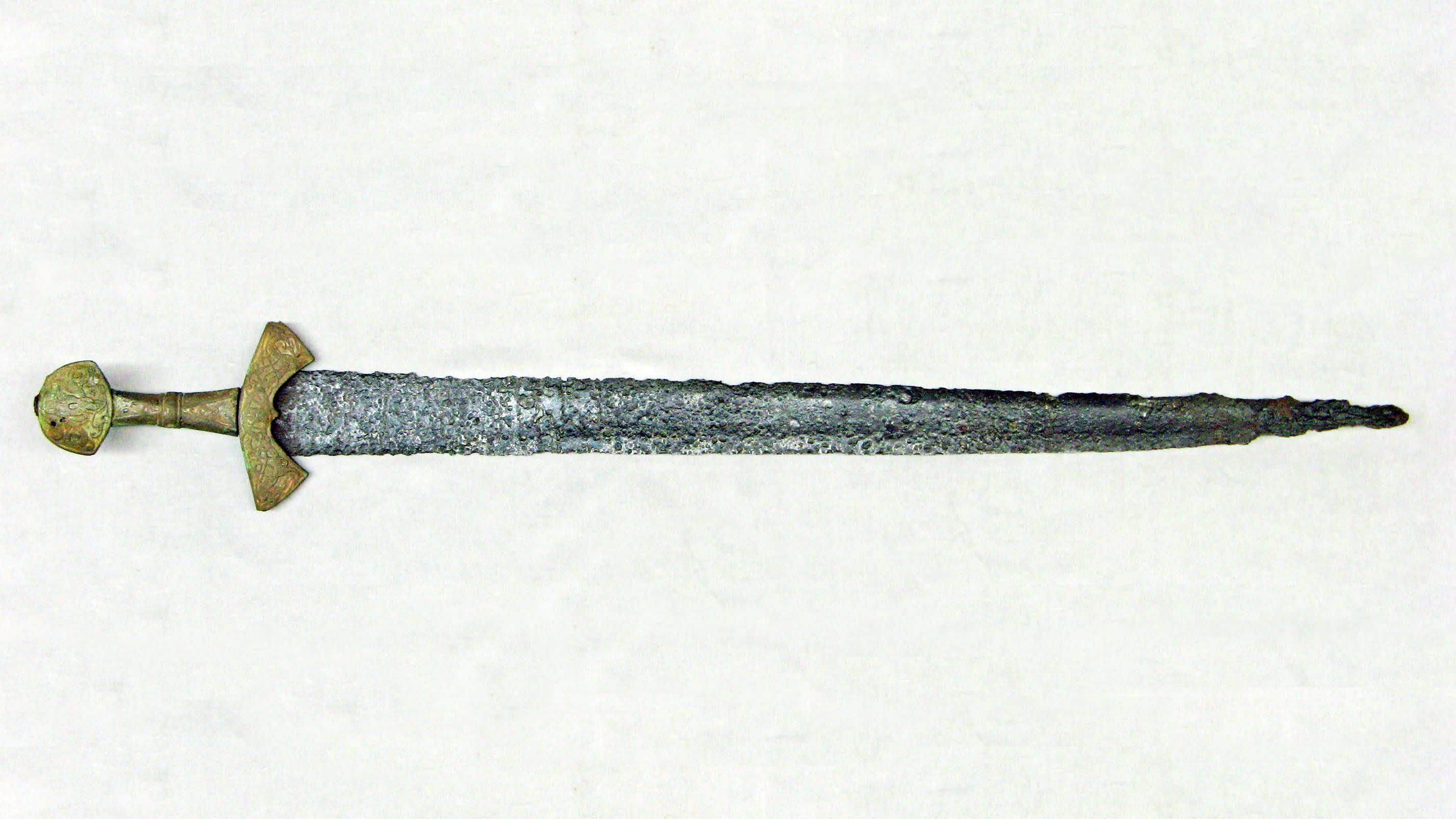 A sword found in a grave in Hattula, Finland, dated between 1040 and 1174. The sword itself is Viking Age (between 800 and 1050) and was placed there later, likely a family heirloom.jpeg