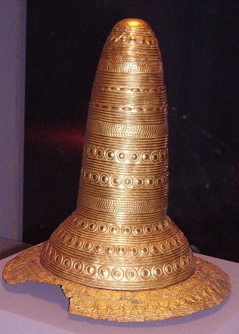 One of 4 golden hats found throughout Germany (3) and France (1). Nearly 3500 years old.jpeg