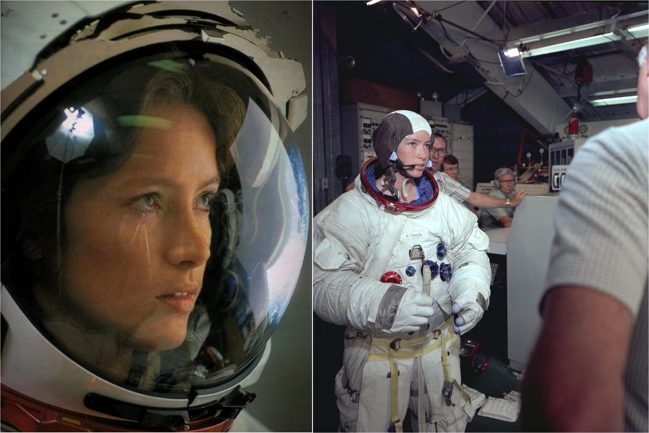 NASA astronaut Anna Lee Fisher wearing an Apollo spacesuit, 1978.jpeg