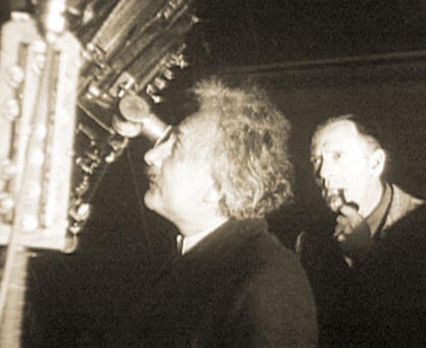 Albert Einstein meeting Edwin Hubble at the Mt Wilson Observatory to discuss the expanding universe. 1931.jpeg