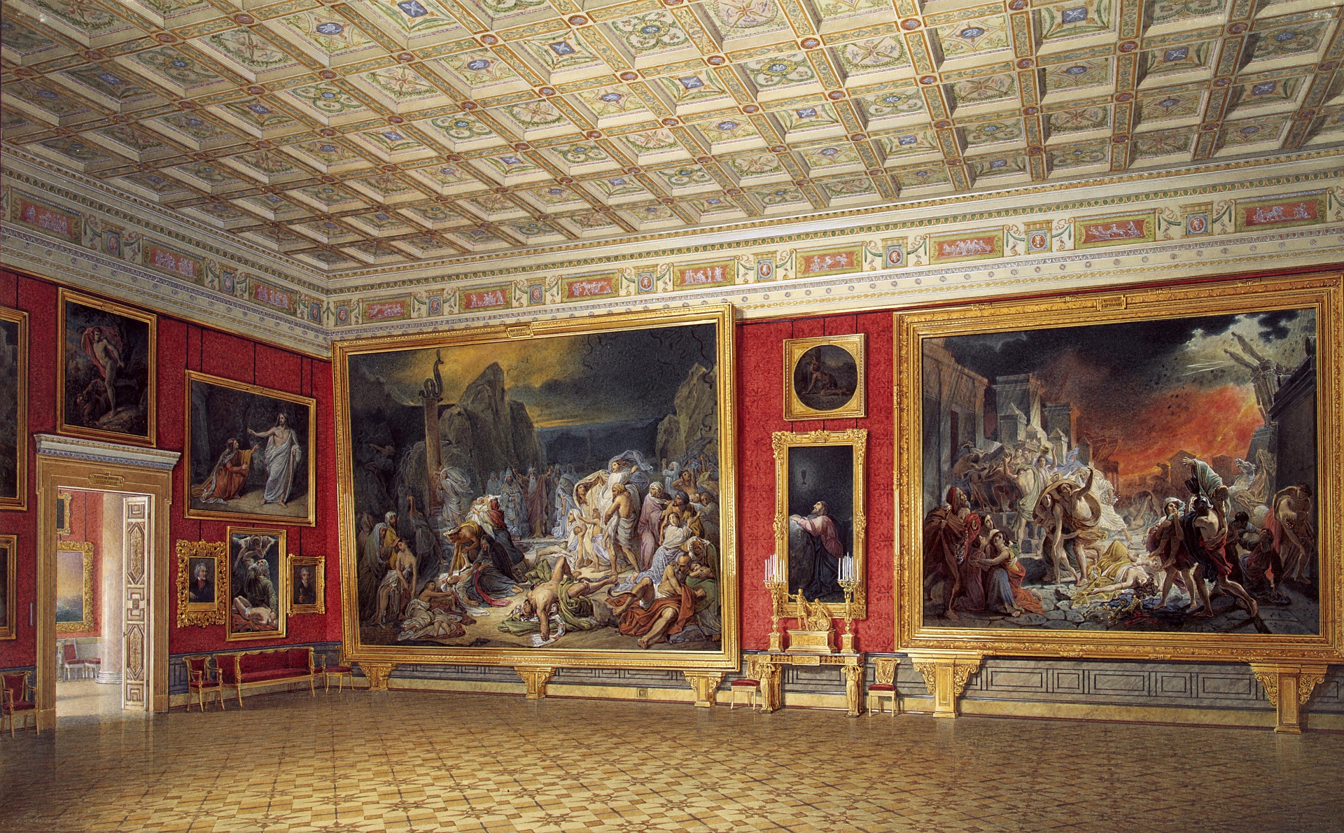 Painting of the Hermitage Room of Russian Paintings, painted by Eduard Hau, Imperial Russia, 1856.jpg