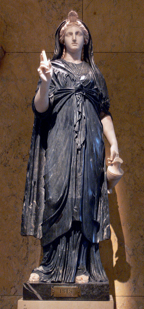 Roman sculpture of Isis made with black and white marble, 2nd century A.D., Wien Museum.jpg