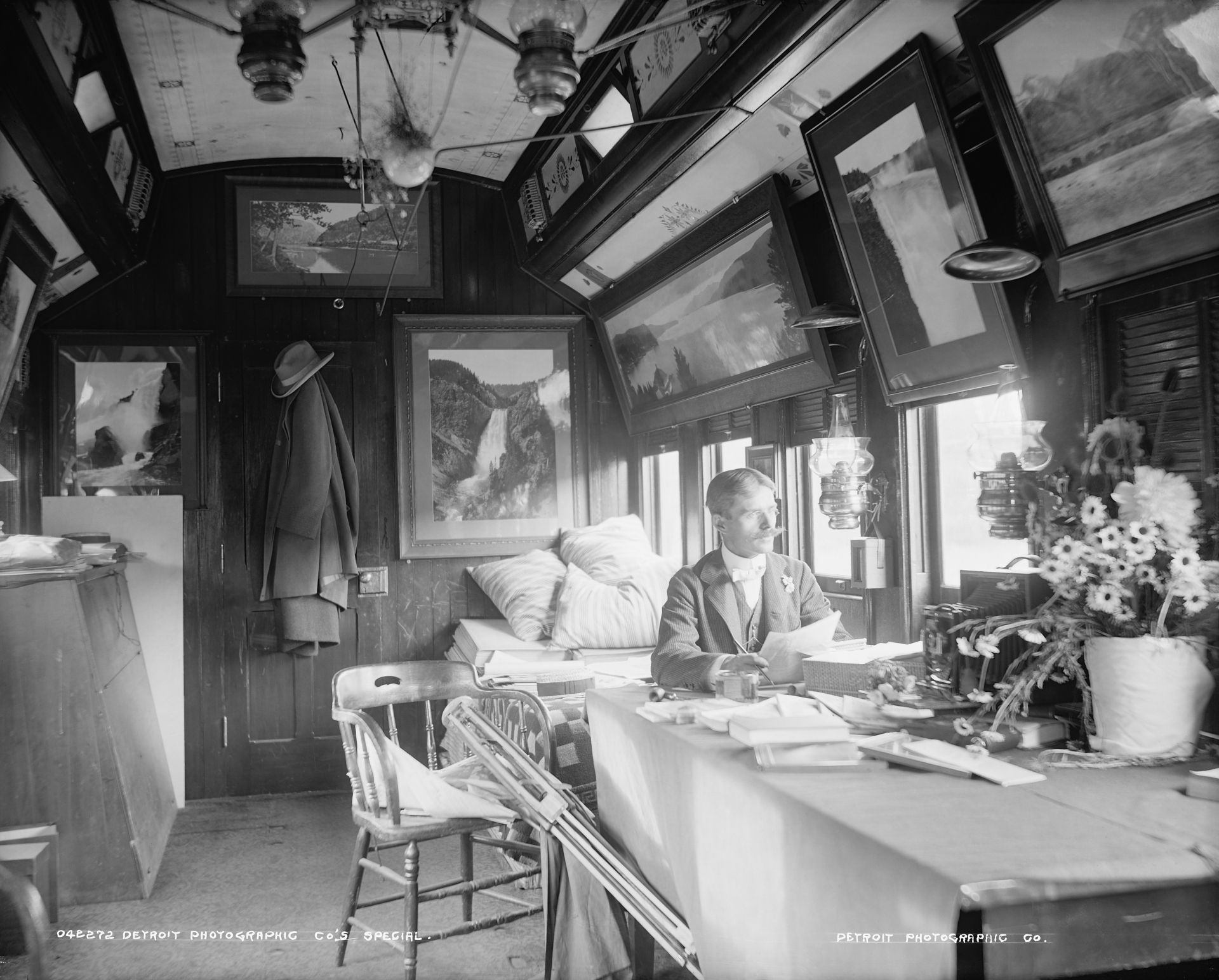 Photographer William Henry Jackson aboard the Detroit Photographic Co.'s special railroad car in 1902.jpeg