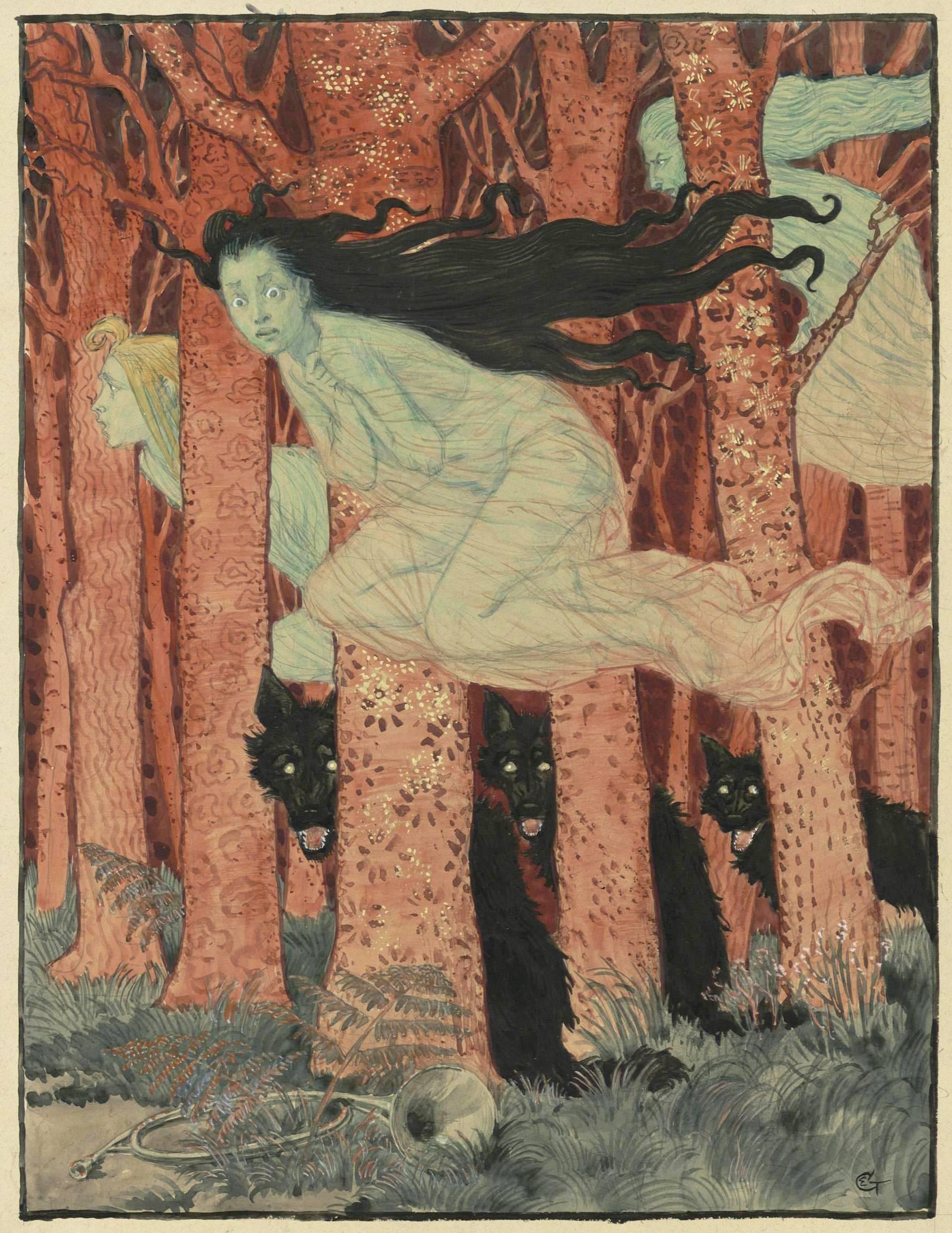 Eugène Grasset - Three Witches and Three Wolves (1900).jpeg