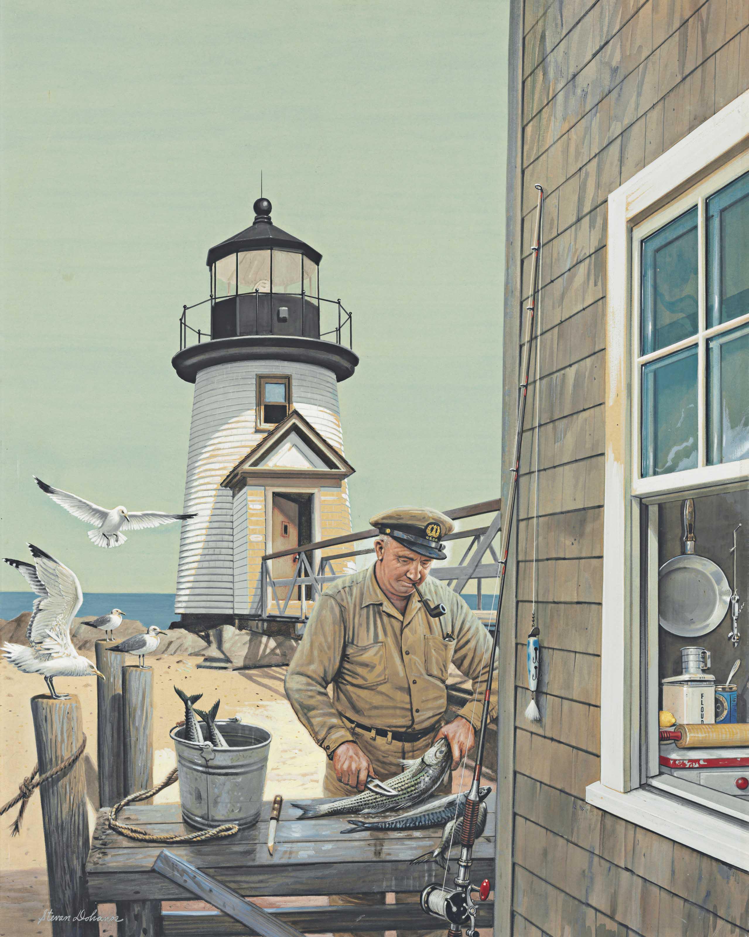 Stevan Dohanos - Lighthouse Keeper, Brant Point (1954).jpeg