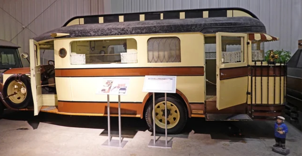 The 1928 Pierce Arrow Fleet Housecar, arguably the first modern RV (that would be comfortable by today’s standards) it featured a kitchen, a bathroom, as well as a living area.jpg
