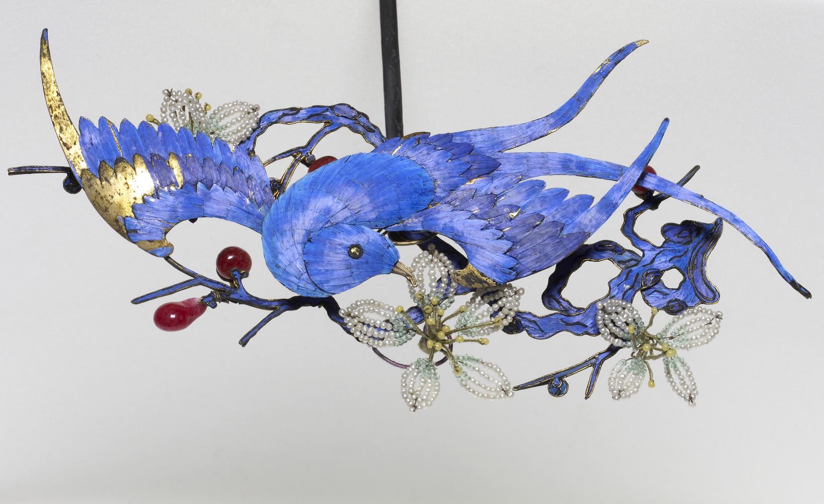 Hair ornament made of kingfisher feathers. China, Qing dynasty, 19th century.jpeg