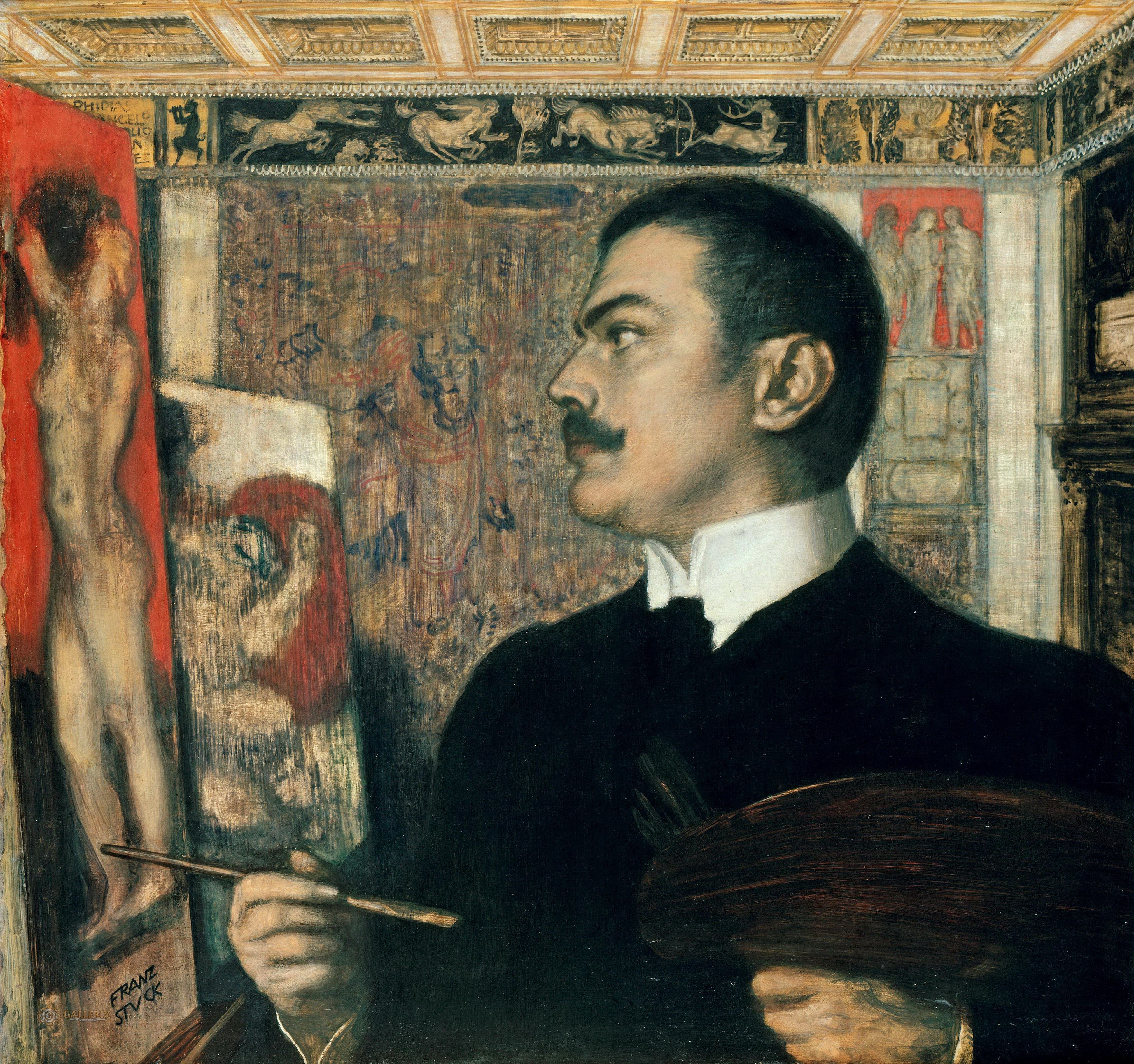 Franz Von Stuck - Self Portrait in the Studio [1905].jpg