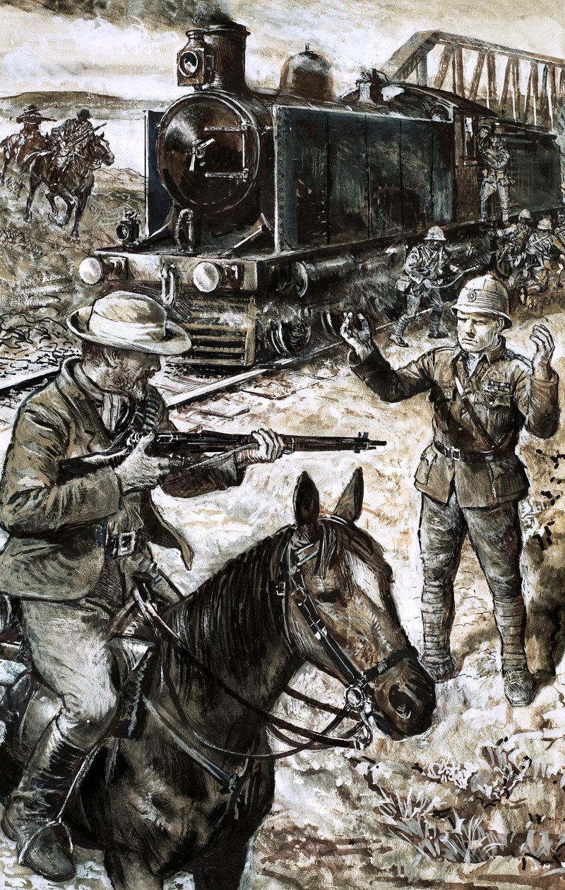 Capture of Winston Churchill during the Boer War (gouache on paper).jpg