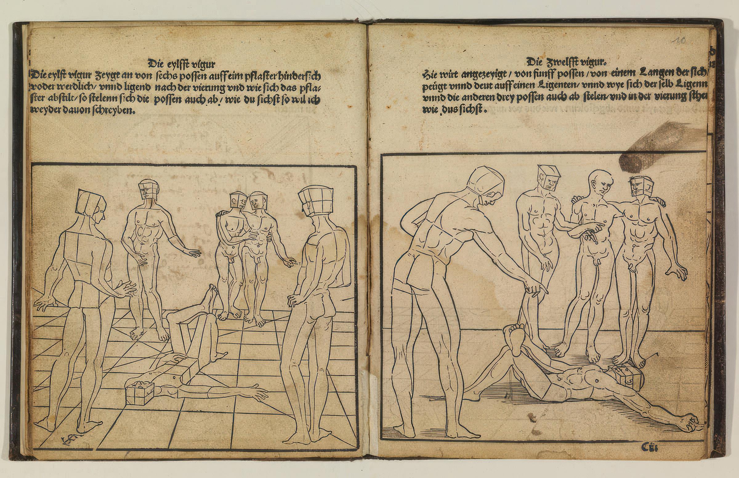 Guide for character posing in perspective for artists from Unterweisung der Proportion und Stellung der Possen, Nürnberg, 1538, by Erhard Schön.jpeg