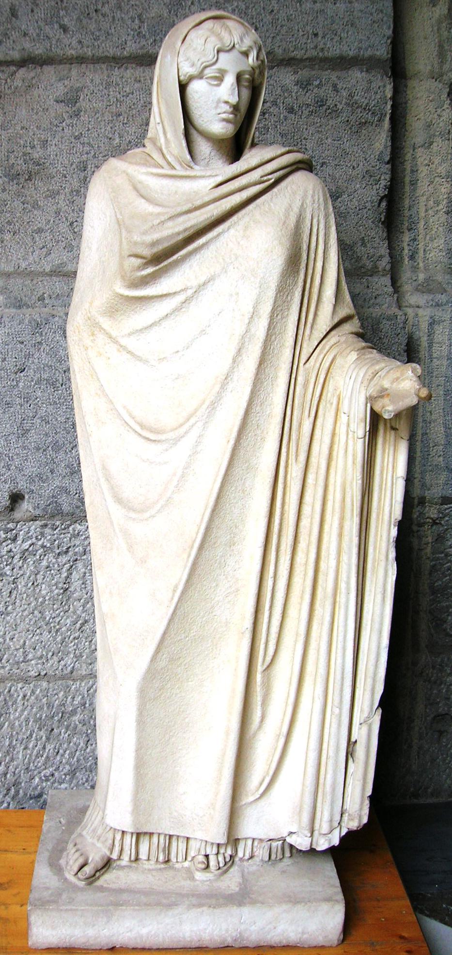 The Aphrodite Sosandra is a Greek sculpture from 460 BC, made by the sculptor Calamis in bronze. Very famous in antiquity, it is known today only from marble copies from the Roman period.jpeg